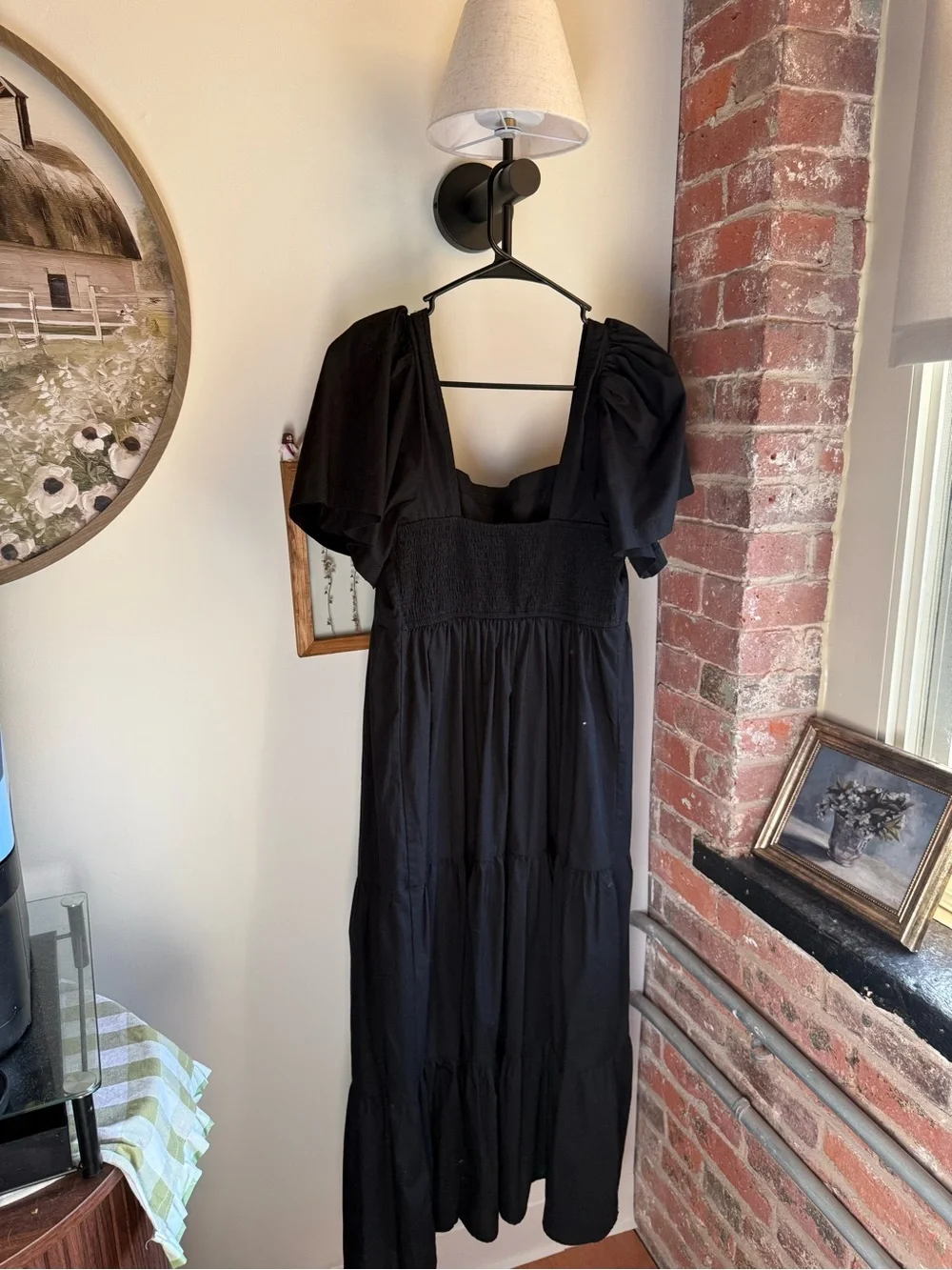 Abercrombie & Fitch Black Maxi Puff-Sleeve Dress
